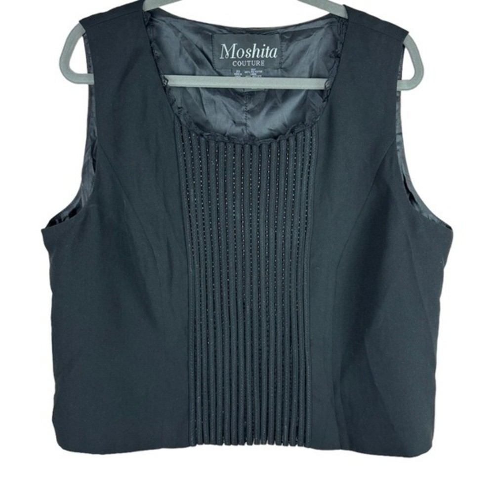 Moshita Couture women’s black beaded evening sleeveless shell blouse 20